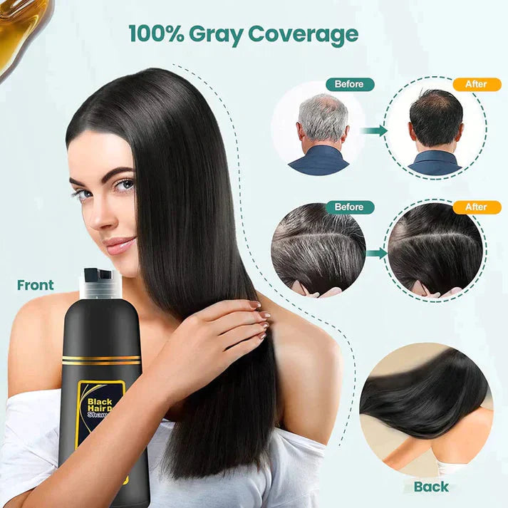 3-IN-1 BLACK HAIR DYE SHAMPOO (AYURVEDIC NO SIDE EFFECT) 🔥Buy 1 Get 1 Free🔥