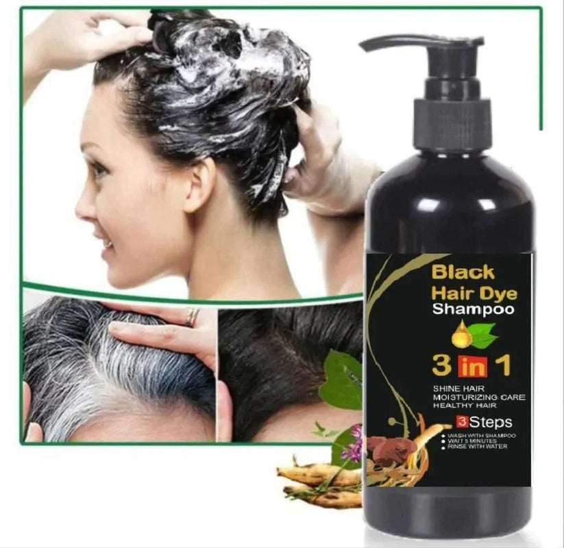 3-IN-1 BLACK HAIR DYE SHAMPOO (AYURVEDIC NO SIDE EFFECT) 🔥Buy 1 Get 1 Free🔥