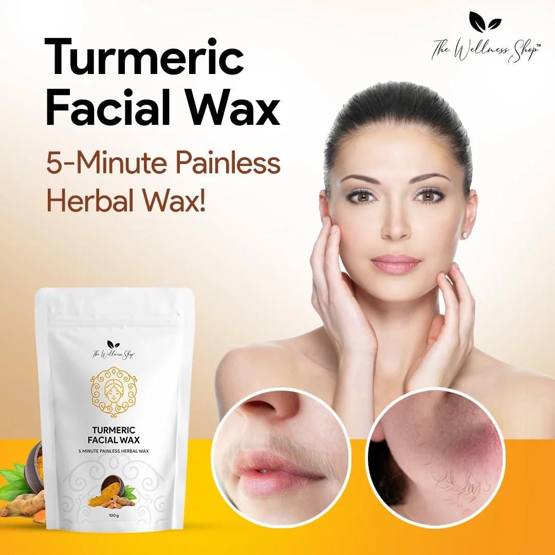 Turmeric Facial Wax - 5 Minute Painless Herbal Wax Powder (100g) (Pack of 2)